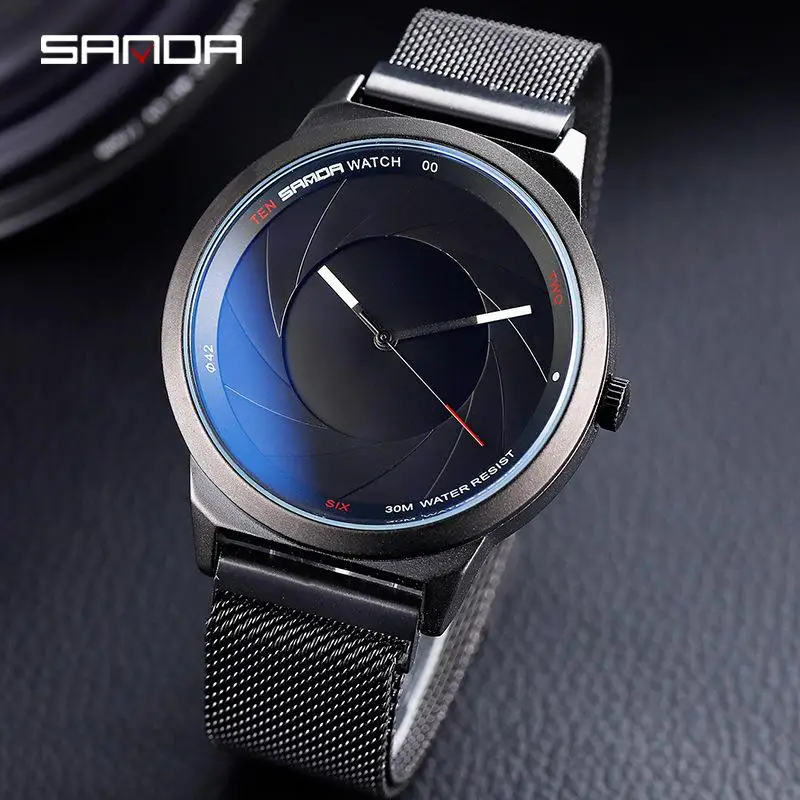 Часы Sanda Мужские кварцевые в стиле унисекс креативные с круглым отверстием