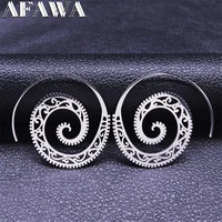 2022 flower stainless steel big round earring for women india silver color bohemia circle earrings jewelry bijoux femme%c2%a0e9339s01