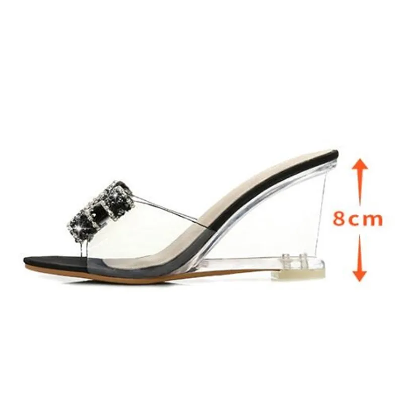 Размеры 34-43 Пикантные прозрачные женские шлепанцы из пвх Летние на высокой