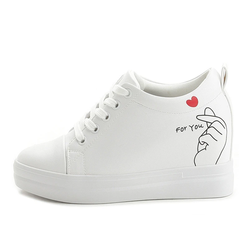 Женские кроссовки на танкетке Повседневная обувь Белые туфли платформе Удобные