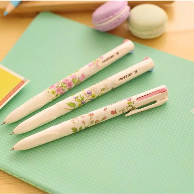

1 Pcs Four-in-one Four-color Cute Summer Story Press Smooth Student Pen Office School Writing Smooth Stationery Ballpoint N H1P4