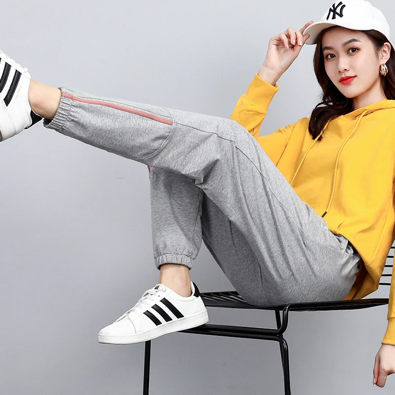 Student Sports Pants Girl 2021 New Spring Autumn Show Thin And Large, All Kinds Of Loose Legged Casual Trousers Women