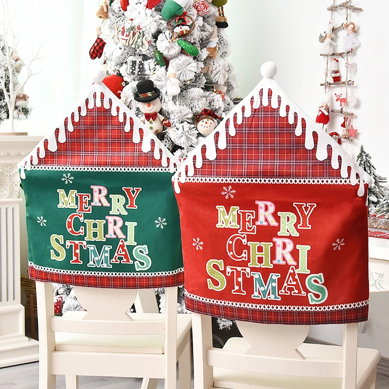 

Letter Red Plaid Christmas Decoration Chair Cover Ornament Xmas New Year Party Banquet Table Dining Home Decor Supplies 63239