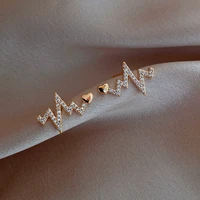 2021 new creative heartbeat stud earrings womens fashion jewelry zircon exquisite womens stud earrings