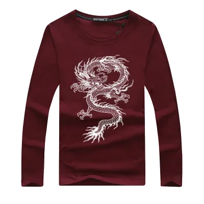 

MEN'S WEAR's T-shirt Autumn and Winter Long-Sleeved Autumn round Neck Youth Printed Clothes Stretch Cotton Bottoming Shirt Whole