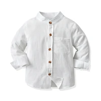 new baby boys shirts half high collar button solid white baby long sleeve basic springautumn casual tops toddler tunics outfits