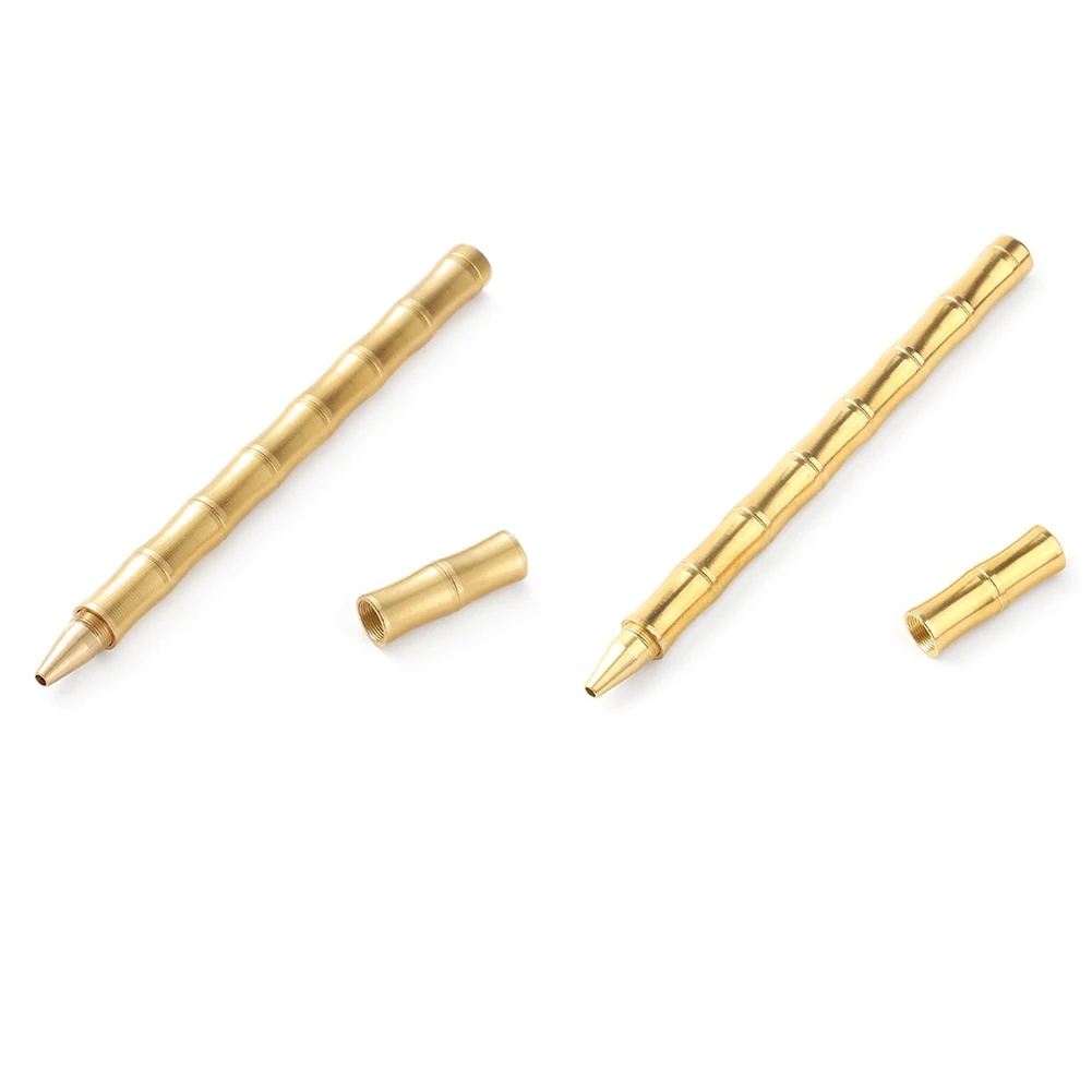 

Creative Bamboo Metal Brass Ballpoint Pen Holder Gift Neutral Signature Pen Cover Protector for School Office Supply