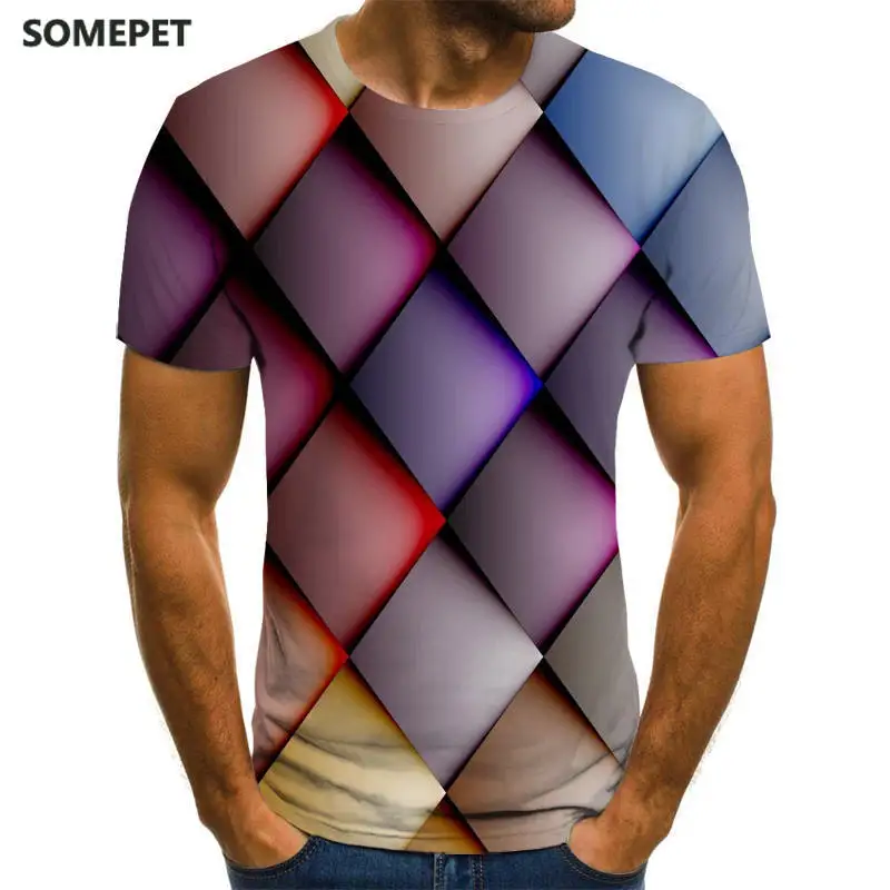 

3d Square Grid T-shirt Men Clothing Men T-shirt Hip Hop T-shirt Summer Streetwear 3dt Funny T-shirt Man T-shirt 3d T-shirt
