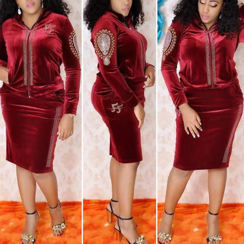 Бархатные африканские платья для женщин комплект из 2 предметов Дашики