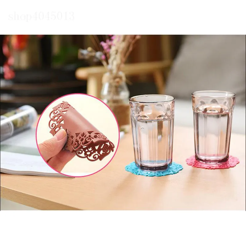 Кружевной цветок полый подстаканник кухонные аксессуары силиконовый коврики