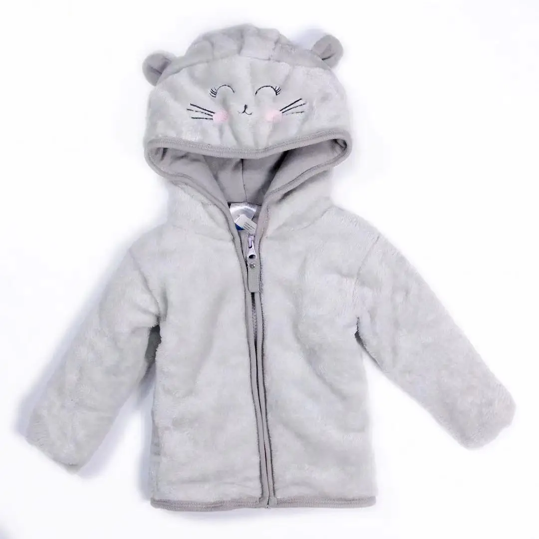 

Baby Coats for Girls Autumn Winter Cute Cat Coral Fleece Fashion Jackets Children Hoodies Outerwear