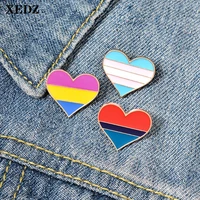 xedz three layer color color love metal enamel pin romantic rainbow sunset ocean heart cloth punk lapel brooch button pin a gift