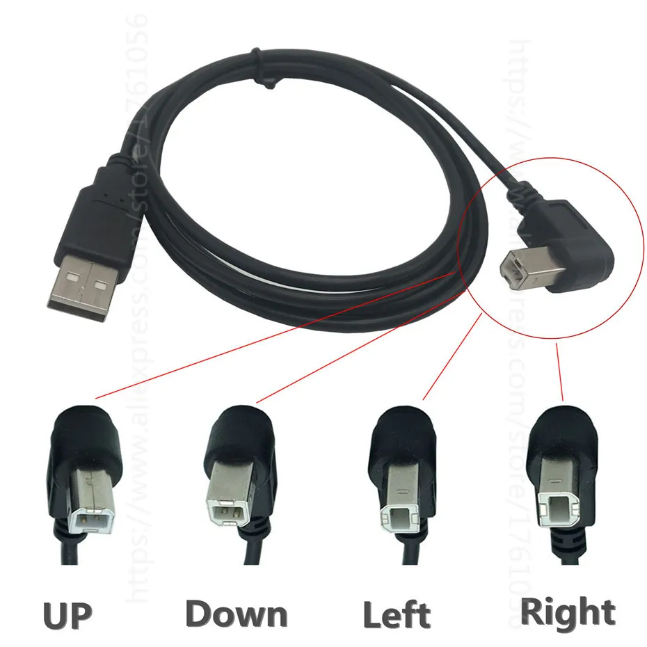 USB кабель высокоскоростной 2,0 A до B Мужской 90 градусов прямоугольный кабель для Canon Brother samsung Hp Epson кабель для принтера 5 футов 1,5 м