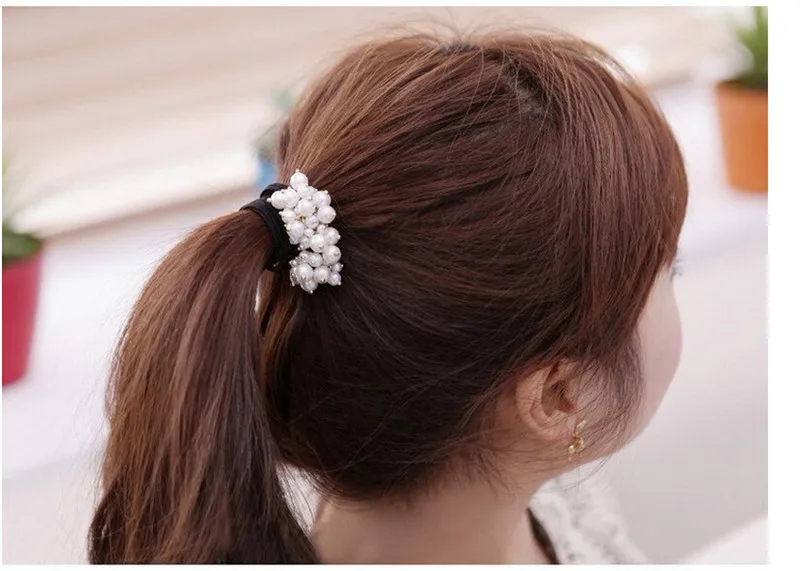 

Elastic Hair Accessories Pearl Rubber Bands Headwear Adjustable Hair Bands Rope Scrunchie Ponytail Holder For Women