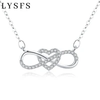 lysfs silver love lucky chain necklace trendy elegant heart fine jewelry for women