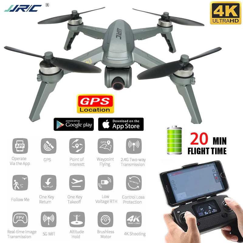 Квадрокоптер JJRC X5P 4K Gps профессиональный Fpv Wi-Fi для селфи бесщеточный регулируемый