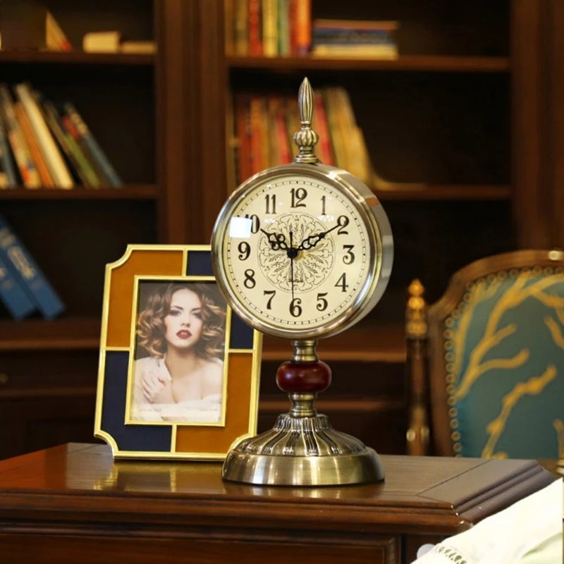 

Creative Vintage Archaistic Retro Table Clock Decor European Style Desk Clock