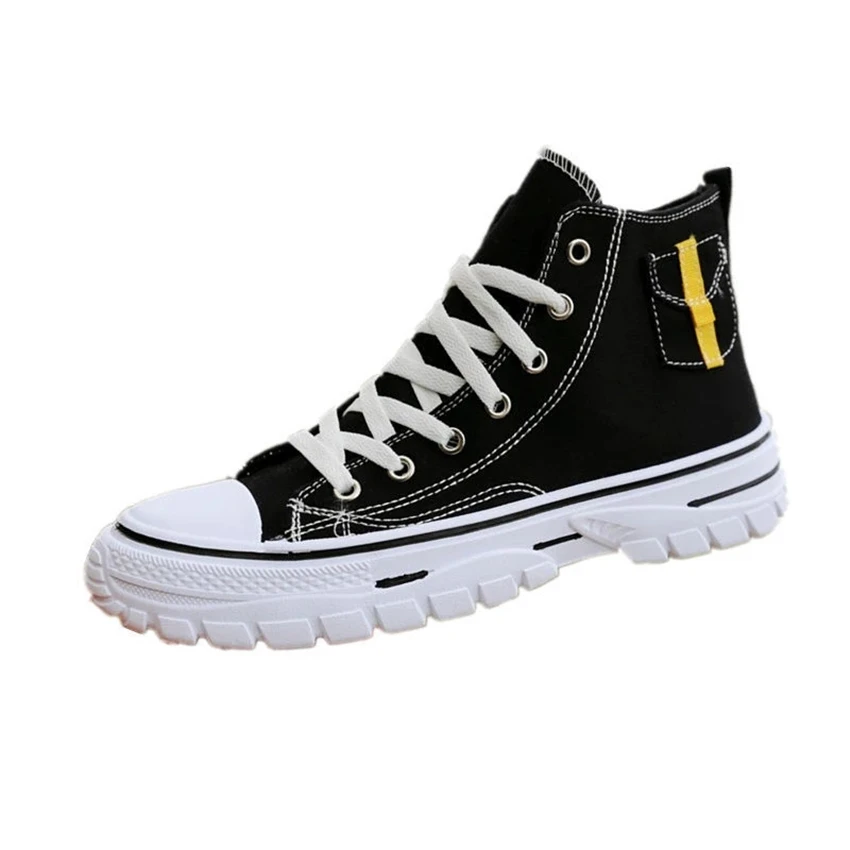 New Trend Men's Vulcanize Shoes Canvas Fashion Lace-up Solid Lovers Shoes Rubber Flat Sneakers Autumn Casual Driving Man Shoes