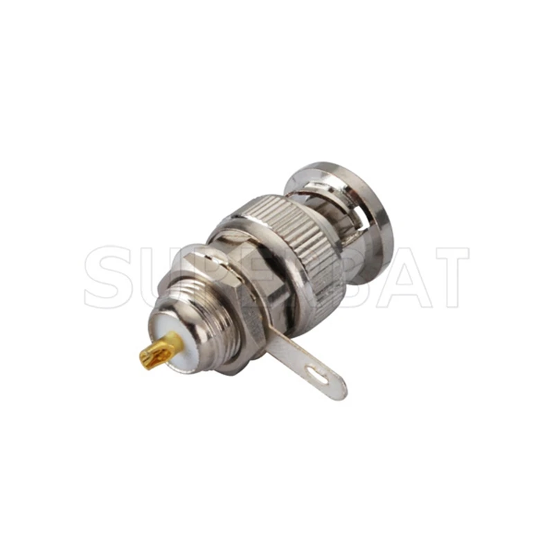 Superbat 10pcs BNC Connector Front Mount Male Bulkhead with Solder Cup