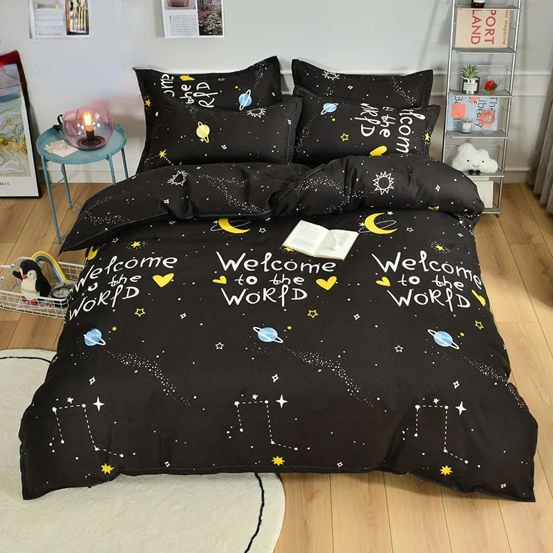

1 pc Starry Sky Duvet Cover King Size Black Bedclothes Comforter Cover Queen Microfiber Quilt Cover (No Pillowcase) 2021 New