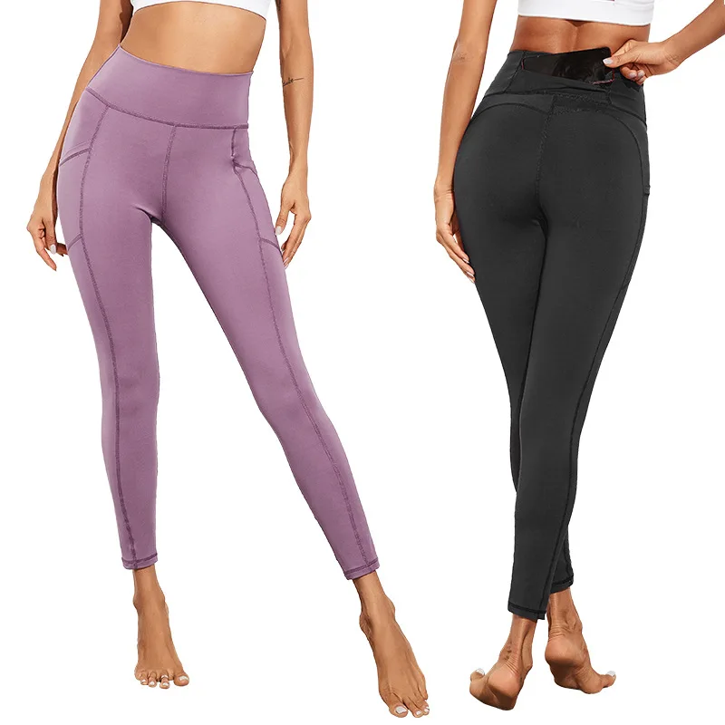 

2021 Autumn Winter Pocket Sport Yoga Pants High Waist Slim Leggings Fitness Women Yoga High Elasticity Running Pants Sportswear