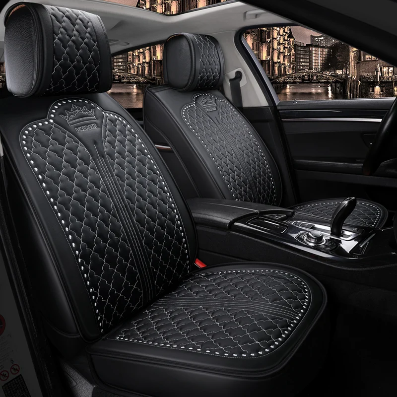 Автомобильные чехлы с рисунком короны из искусственной кожи для kia rio 3 ceed sportage niro