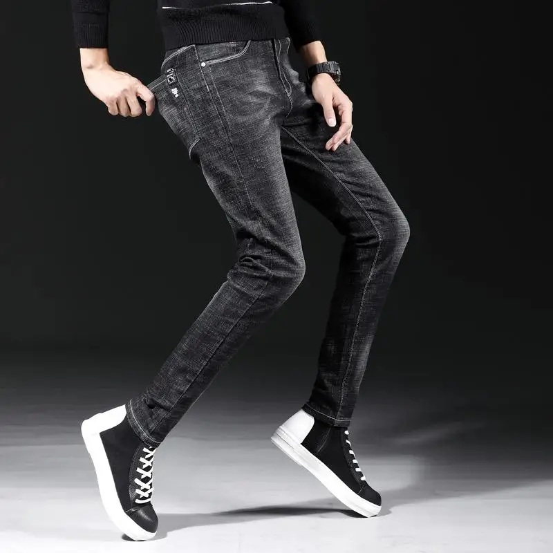

Men's Straight Denim Pants Retro Trousers Slim Casual Jeans