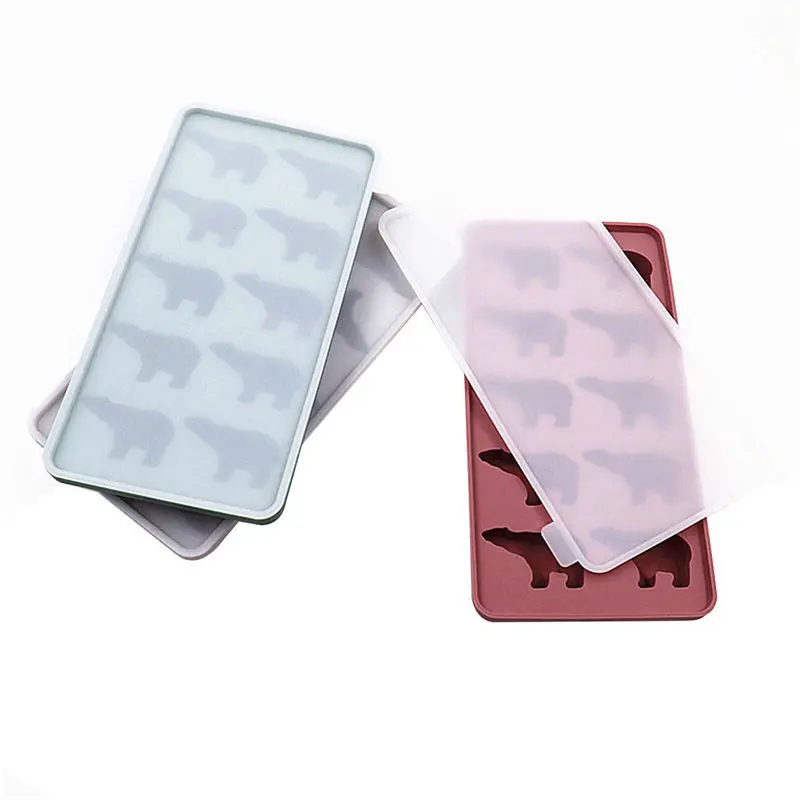 10-Grids Ice Box with Lid Cute Polar Bear Shape Pop Maker Household Silicone Reusable Popsicle Mold Tray | Дом и сад