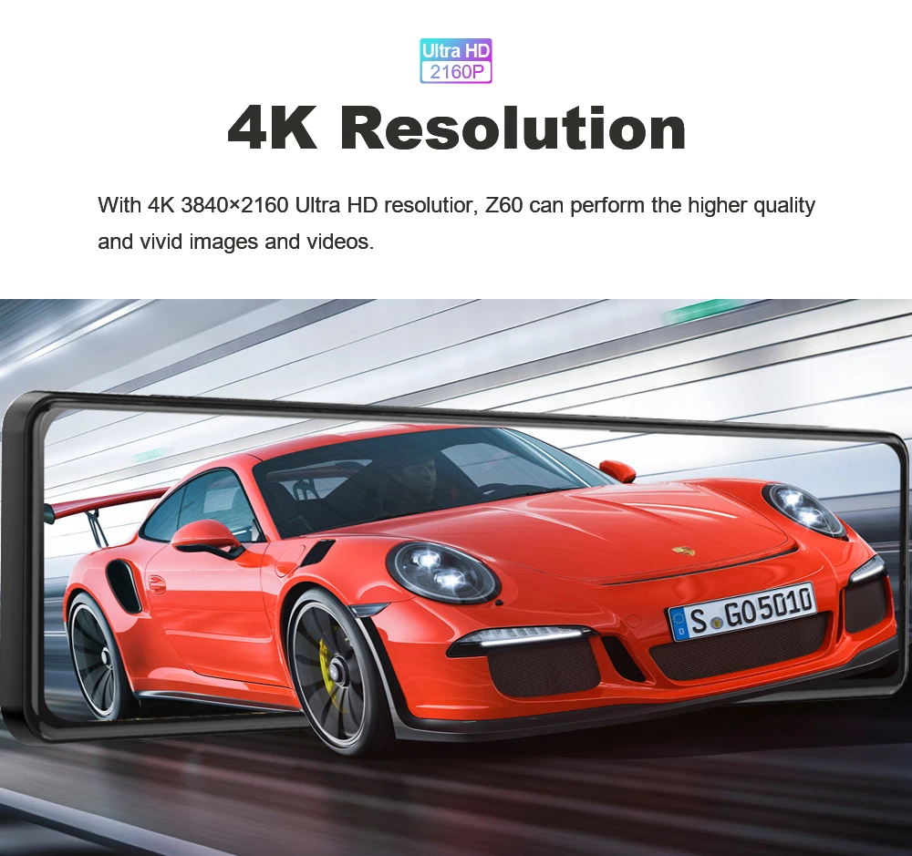 Автомобильный видеорегистратор 4K потоковая мультимедийная видеокамера 12 дюймов