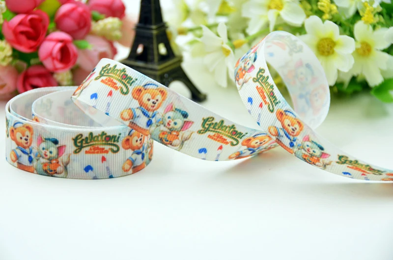 

22mm 25mm 38mm 75mm Ruban satin Duffy Cartoon Character printed Grosgrain Ribbon party decoration X-01497 10 Yards