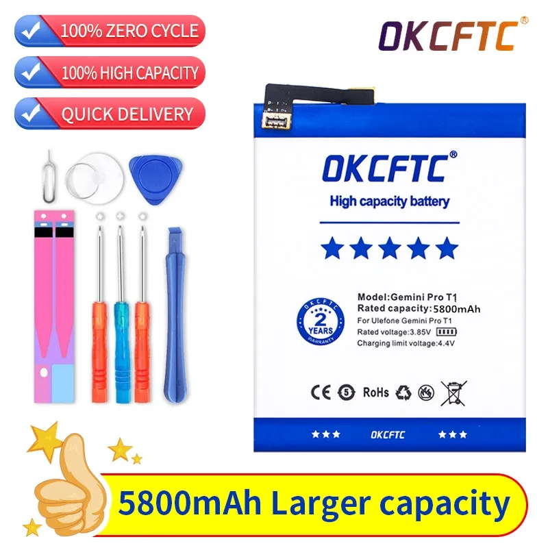 

100% New Phone Battery For Ulefone Gemini Pro & T1 Replacement 5800mAh Bateria For Ulefone Gemini Pro Smart Phone