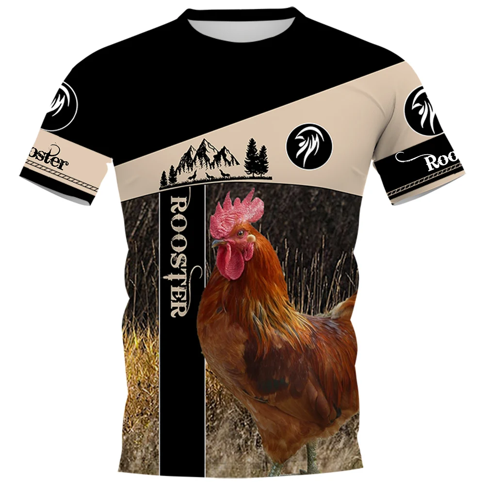 

CLOOCL Fashion T-shirts 3D Graphics Grassland Rooster Splicing T-shirt Harajuku Men Pullover Gifts For Rooster Lovers