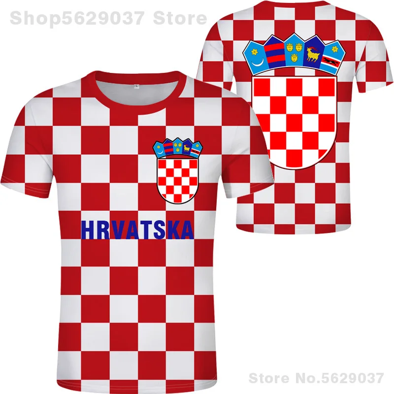 Хорватская футболка сделай сам с бесплатным именным номером hrv государственным