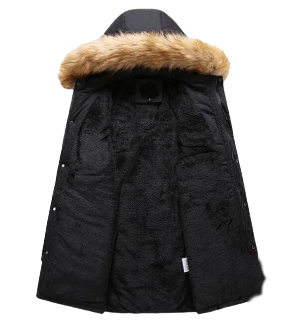 -20 Degrees Winter Fur Hooded Parkas Men Casual Warm Thick Jacket Coat Mens Warm Multi-pocket Jackets Plus Size 6XL Outwear