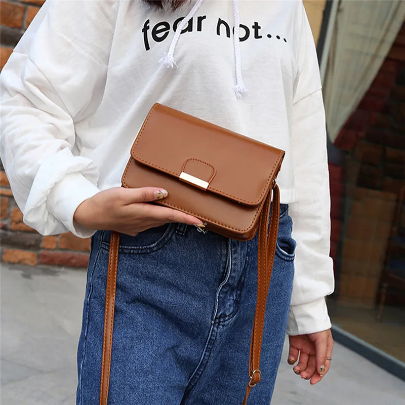 Женские кожаные сумки модные простые квадратные студенческие через плечо