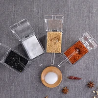 4pcslot kitchen organizer storage boxes spices seasoning jar transparent sugar salt bottle with spoon kitchen accessories