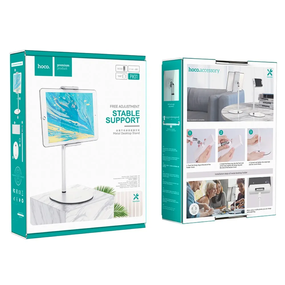 

HOCO Desktop Phone Holder 360 Degree Rotating Portable Universal Mobile Phone Tablet Table Stand for Tabletop Desk