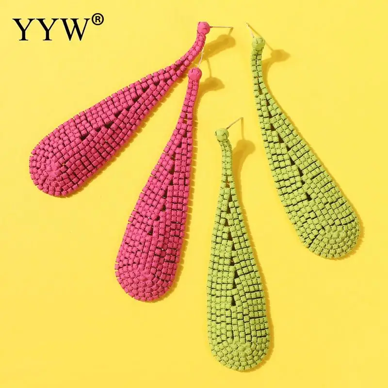 Зеленые/розовые Висячие висячие серьги женские длинные ювелирные изделия для