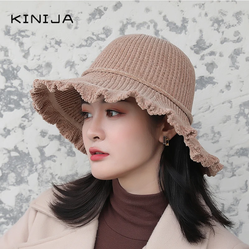 Однотонная шерстяная Панама Женская осенне зимняя шапка в рыбацком стиле