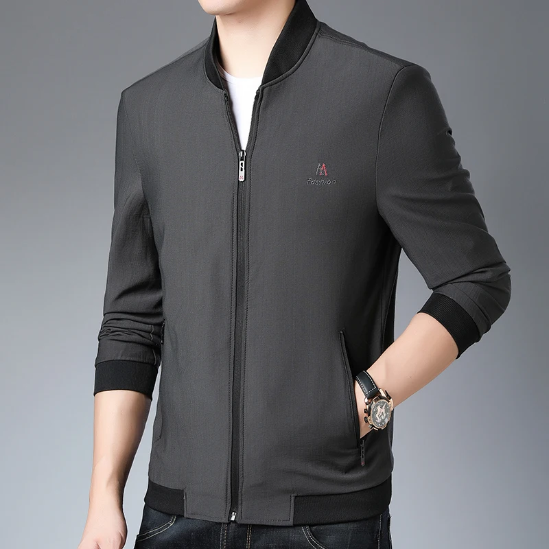 

YISU 2020 Autumn Winter New Men's jackets Solid color Baseball collar Casual Slim Fashion Simplicity Cardigan Men jacket