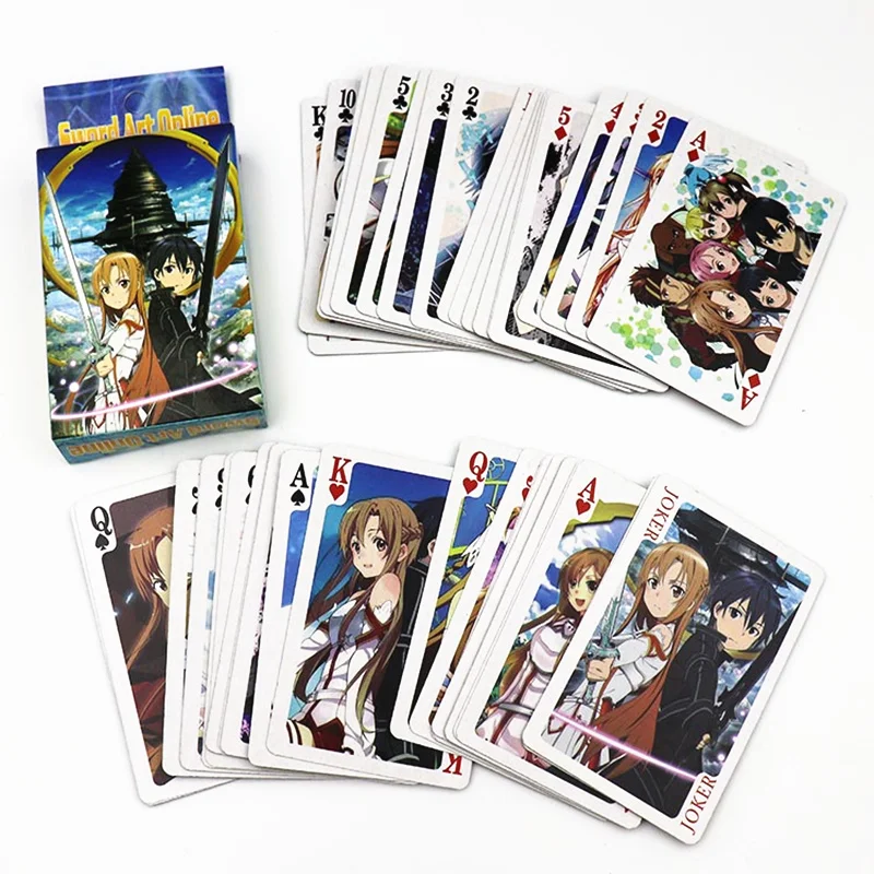 Аниме меч искусство онлайн покер Kazuto Kirito Asuna Yui игрушка САО символов игральные