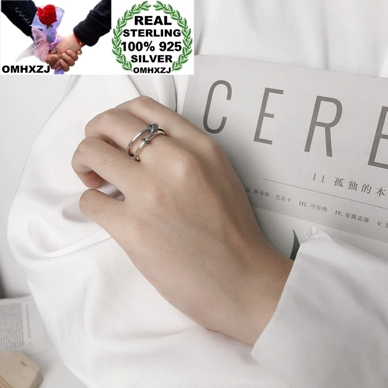 

OMHXZJ Wholesale HC68 European Fashion Hot Fine Woman Girl Birthday Party Gift Vintage Knot 100% 925 Sterling Silver Open Ring