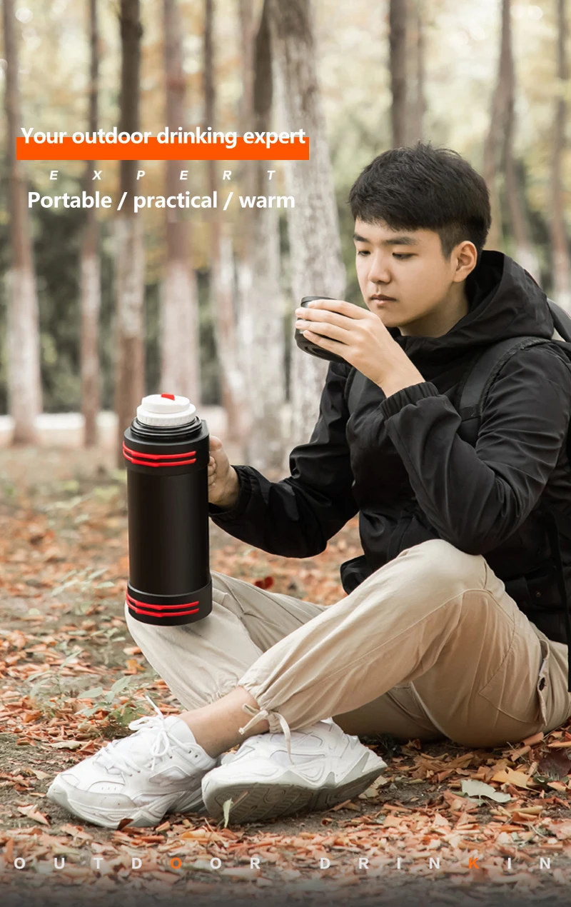 

1.2l/1.6l/2l Large Capacity Thermos Flask Thermal Water Bottle Double Wall Stainless Steel Drinking Cup Mug For Travel Camping