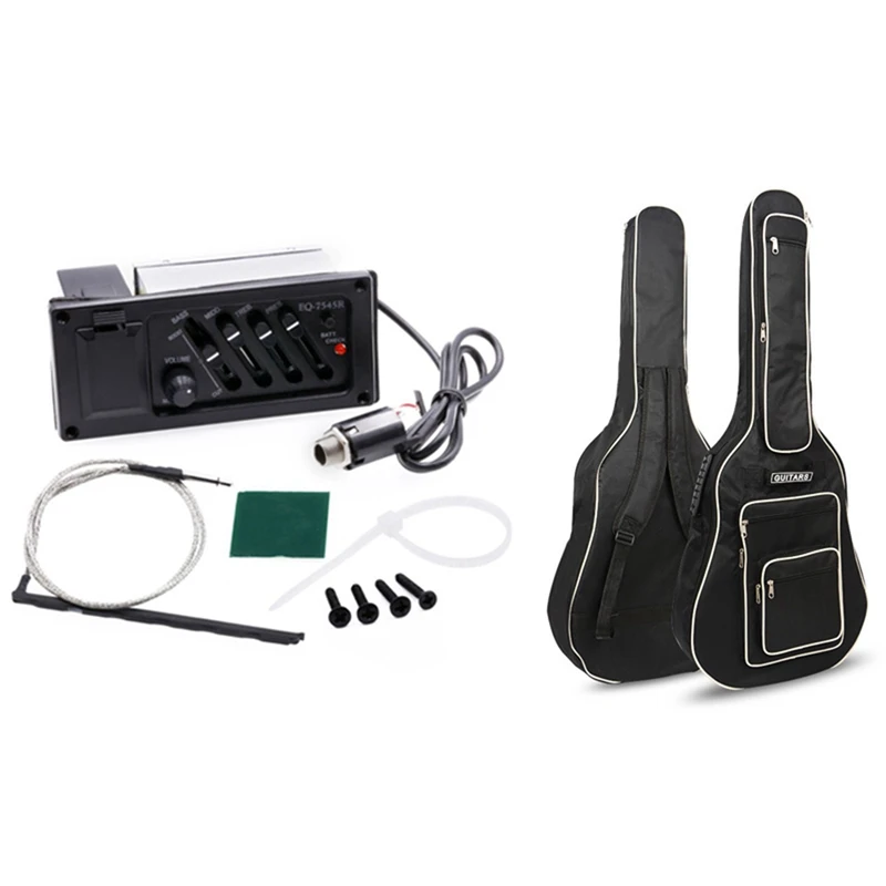 

1 Pcs 41 Inch Fully Padded Waterproof Guitar Cover Bag & 1 Set 4-Band EQ Equalizer Piezo Pickup