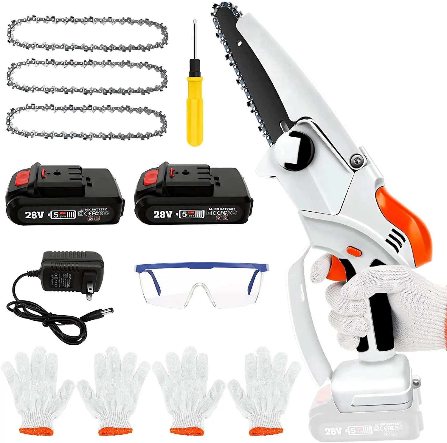 

Mini Chainsaw,Yalaghon 6-Inch Mini Cordless Chainsaw Kit With 3Pcs Chains And 2Pcs Battery,15000mAh Electric Metal wall plate