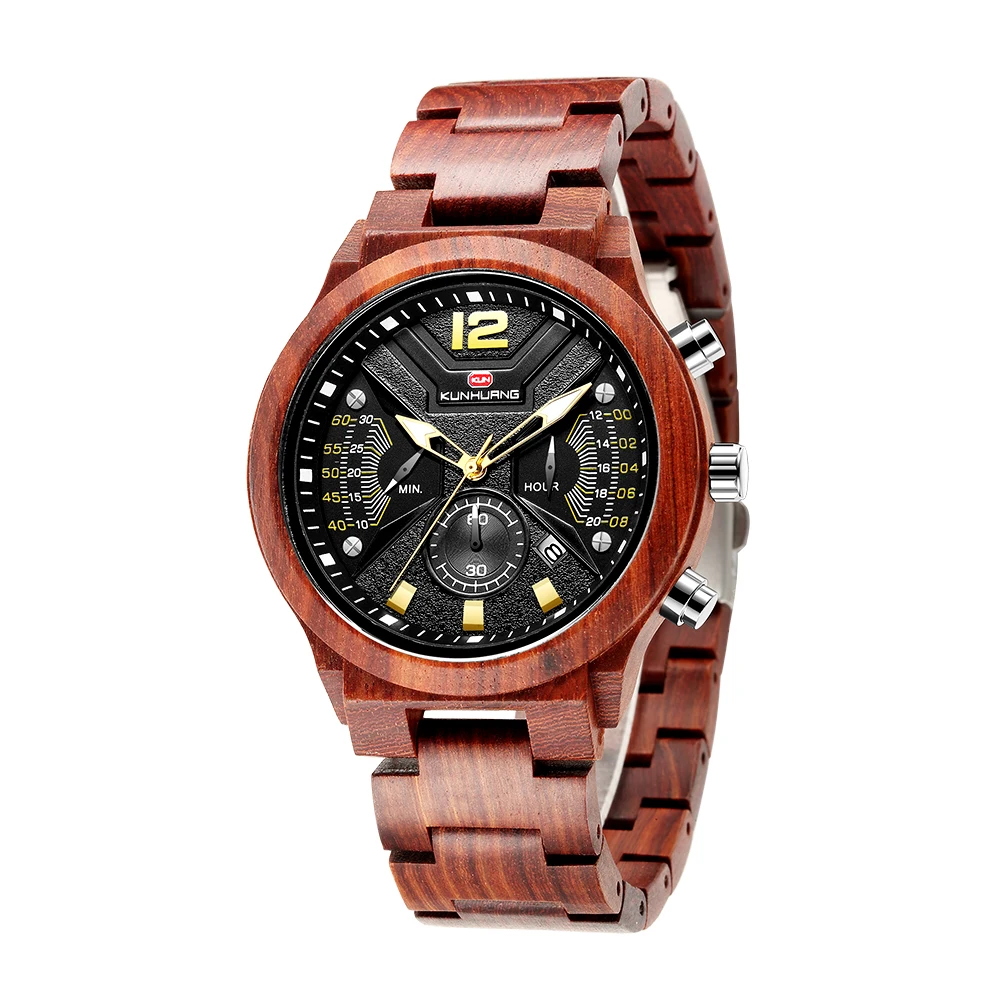 VICVS Luxury Brand Men's Wood Quartz Wrist Watch Men Sport Waterproof Watch Man Chronograph Clock Relogio Masculino