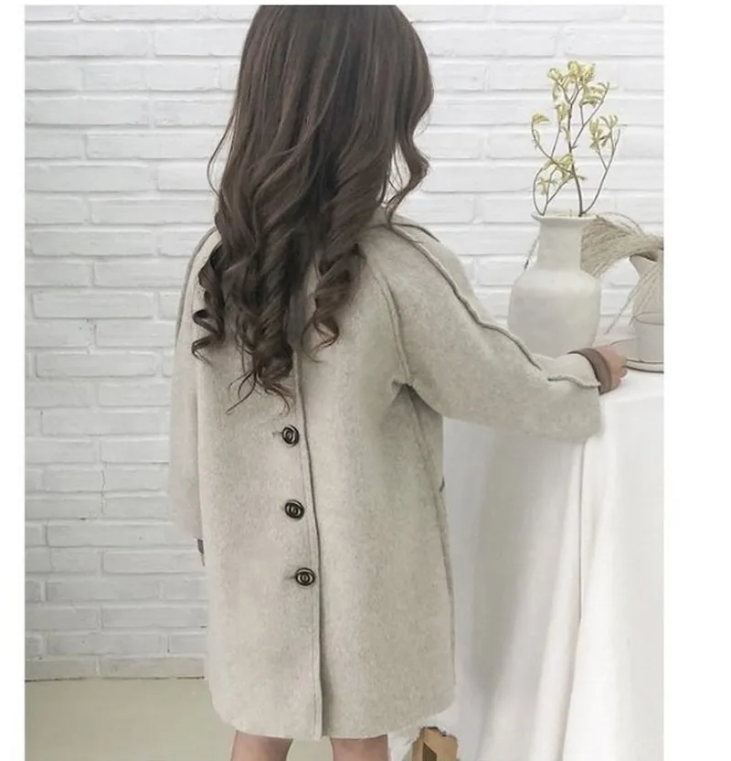 Детское шерстяное пальто плотный зимний комбинезон для девочек верхняя одежда