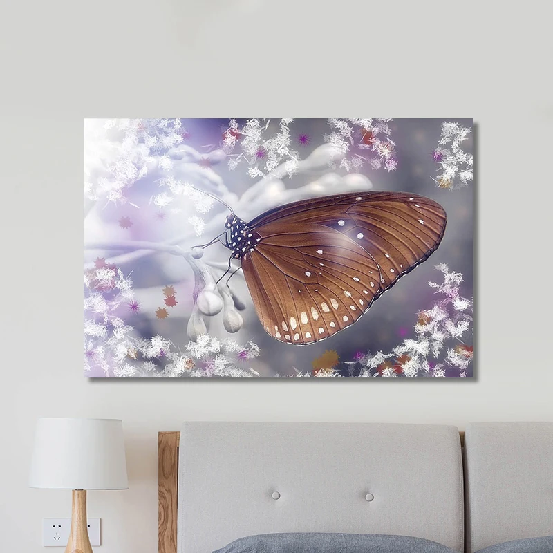 

Laeacco Scandinavian Flower Butterfly Canvas Painting Modern Poster And Print Wall Art Decor Picture For Living Room Decoration