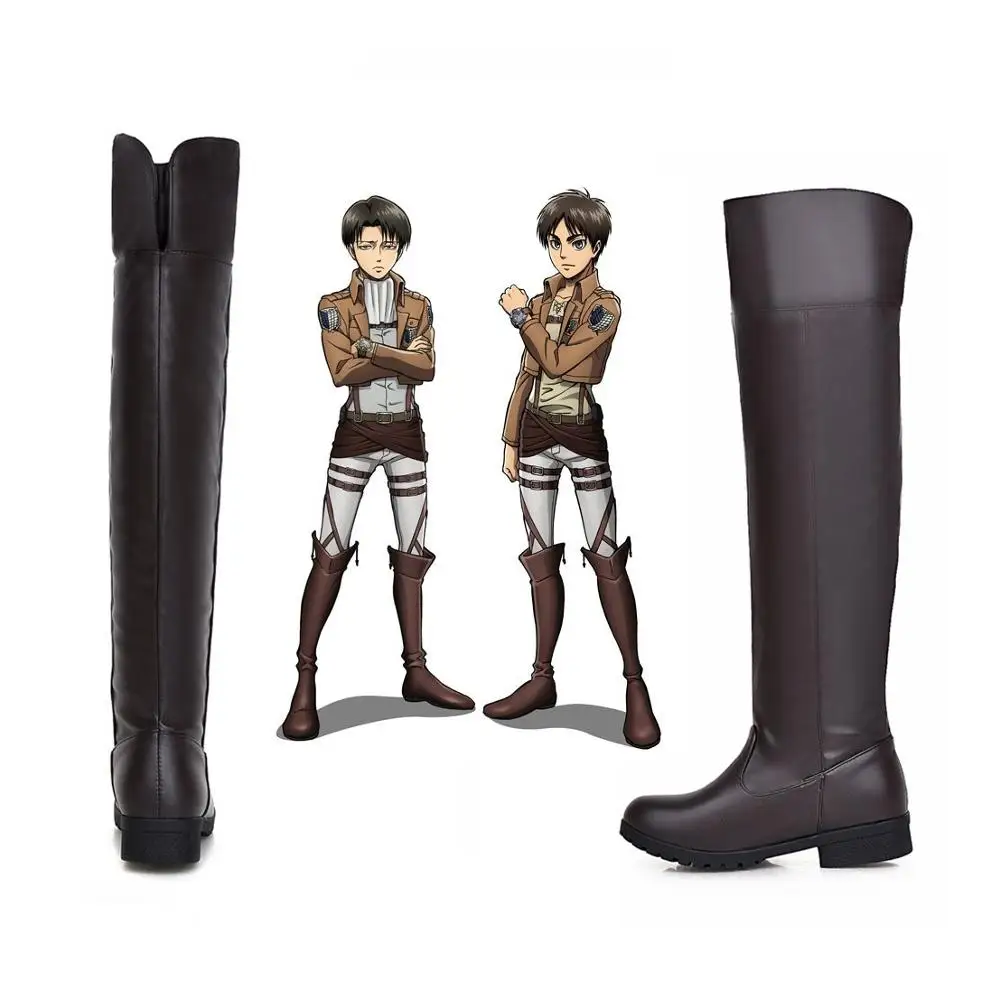 Женские и мужские аниме ботинки Botas Mikasa Ackerman Eren Jaeger кожаные Атака Титанов Shingeki Kyojin
