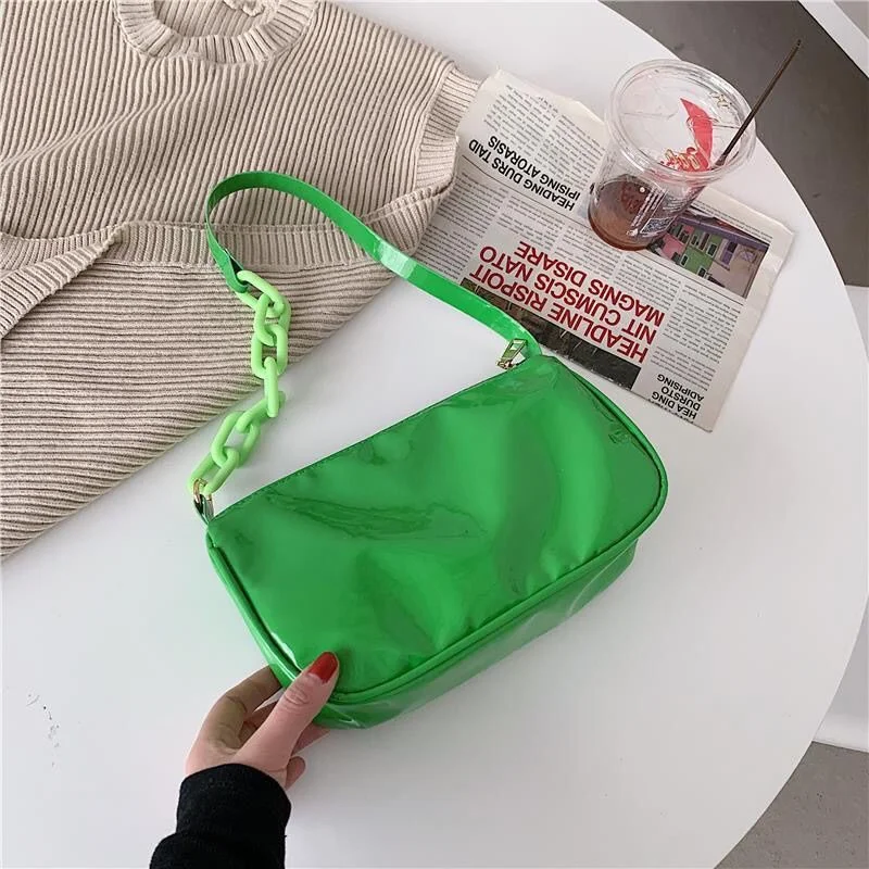 

Elegant Handbag For Women Baguette Candy Color French Ladies Retro Luxury 2021 Armpit New Simple All-match Pink Red Purse Sac